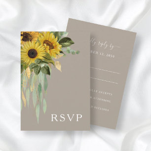 Cartons Réponse Mariage de tournesol eucalyptus taupe automne