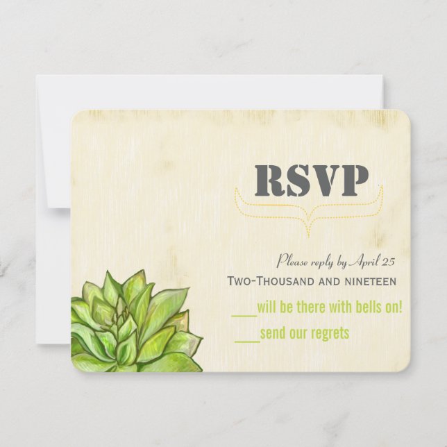 Cartons Réponse Mariage de typographie moderne cactus succulent ru (Devant)