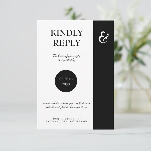 Cartons Réponse Mariage de typographie moderne en ligne (Debout devant)