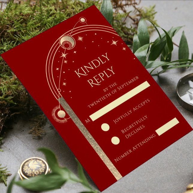 Cartons Réponse Mariage des étoiles de la Lune d'or rouge céleste (Créateur téléchargé)