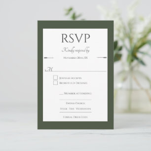Cartons Réponse Mariage des flèches minimalistes Vert olive