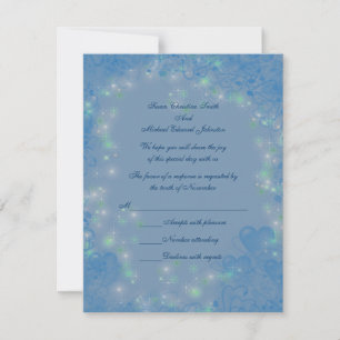 Cartons Réponse Mariage des lumières brillantes des Coeurs Bleus