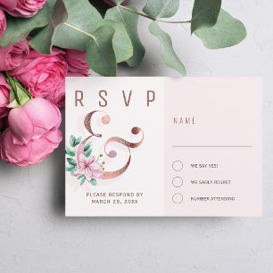 Cartons Réponse mariage d'espere d'or rose rose pâle magnolias
