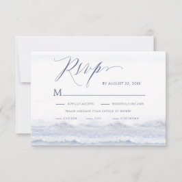 Cartons Réponse Mariage Destination Océan Bleu et Blanc