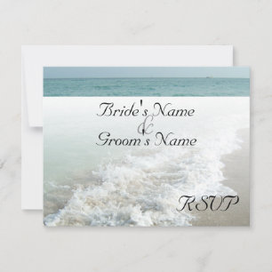 Cartons Réponse Mariage Destination Plage Correspondant Vague Blan