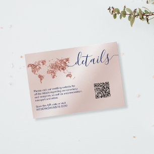Cartons Réponse Mariage Destination World Map Détails QR Code
