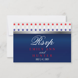 Cartons Réponse Mariage d'étoiles patriotique rouge, blanc et bleu