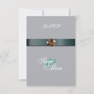 Cartons Réponse Mariage d'hiver Snowflakes Pinecones