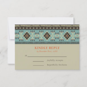 Cartons Réponse Mariage d'hiver tribal ethnique rustique
