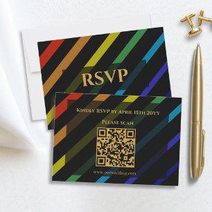 Cartons Réponse Mariage d'hommes gays Élégant Code QR Arc-en-ciel