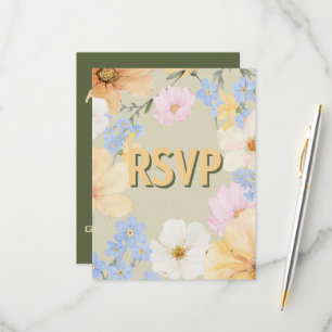 Cartons Réponse Mariage d'illustration florale aquarelle