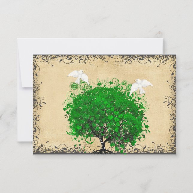 Cartons Réponse Mariage d'oiseaux de la colombe de l'Émeraude de l (Dos)