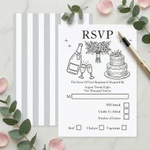 Mariage Doodles Fantaisistes Gris et Blanc