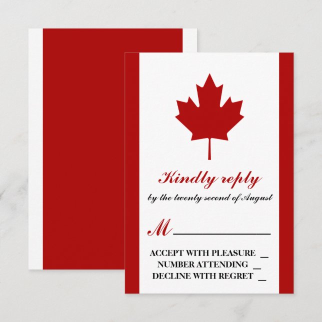 Cartons Réponse Mariage du drapeau canadien (Devant / Derrière)