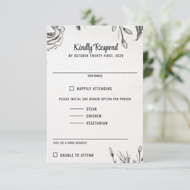 Cartons Réponse Mariage du jardin de printemps (Debout devant)