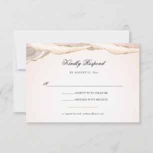 Cartons Réponse Mariage écriture agate rose et or pailleté