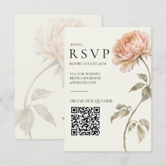 Cartons Réponse Mariage éditorial moderne Élégante Pivoine pêche