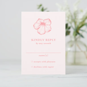 Cartons Réponse Mariage élégant à la florale rose moderne
