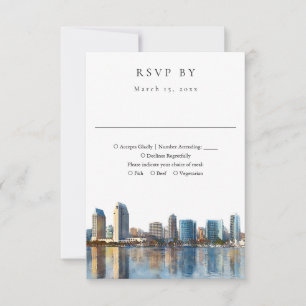 Cartons Réponse Mariage élégant à San Diego avec aquarelle de la s