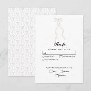 Cartons Réponse Mariage élégant au ruban blanc à la bow