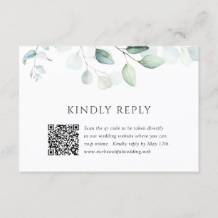 Cartons Réponse Mariage élégant avec code QR et aquarelle de verdu
