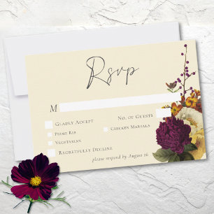 Cartons Réponse Mariage Élégant Bijou Vintage Floral Ivoire