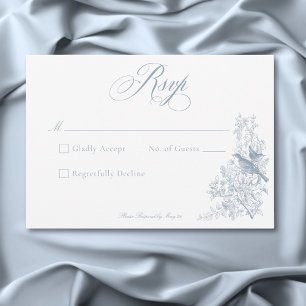 Cartons Réponse Mariage Élégant Bleu Chinoiserie Nature & Oiseaux