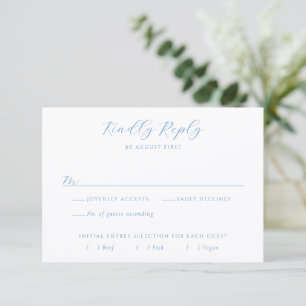 Cartons Réponse Mariage élégant bleu et blanc de style côtier chic