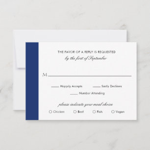 Cartons Réponse Mariage élégant bleu marine classique minimal