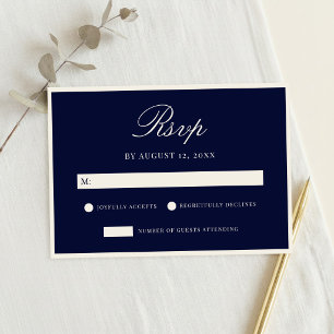 Cartons Réponse Mariage Élégant Bleu Marine Old Money