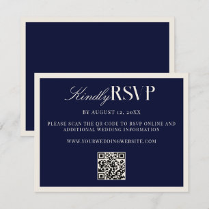 Cartons Réponse Mariage Élégant Bleu Marine Old Money