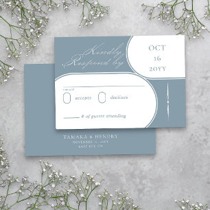 Cartons Réponse Mariage élégant calligraphie bleu poussiéreux