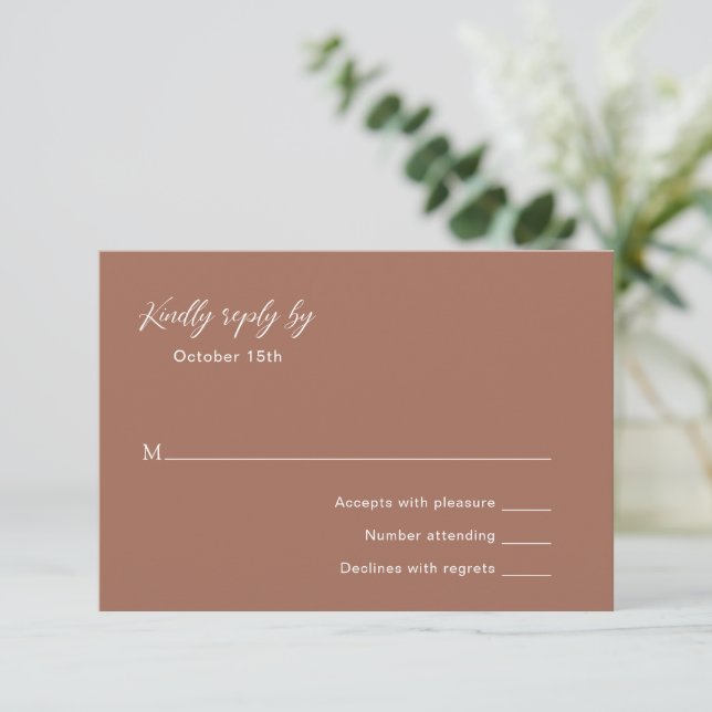 Cartons Réponse Mariage élégant classique Burnt Orange (Debout devant)