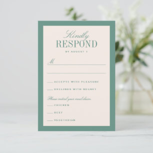 Cartons Réponse Mariage Élégant Classique Vert et Crème