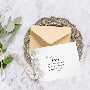 Cartons Réponse Mariage élégant de luxe minimaliste 3D à fleurs bl