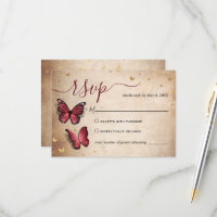 Mariage élégant de papillon Bourgogne et Or