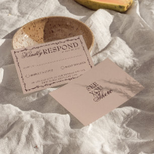 Cartons Réponse Mariage Élégant Floral Bordeaux Beige Vieille Fort