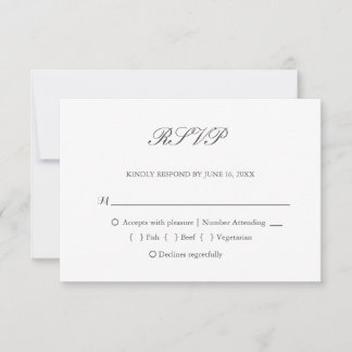 Cartons Réponse Mariage élégant gris foncé typographie blanche