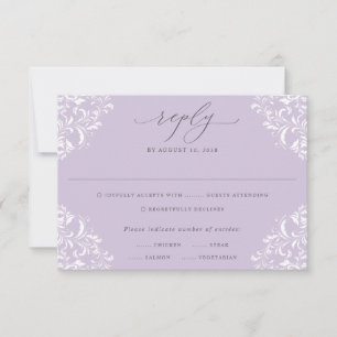 Cartons Réponse Mariage Élégant Lavande Lilas Vintage Classique