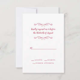 Cartons Réponse Mariage Élégant Magenta Rouge Blanc Formel Classiq