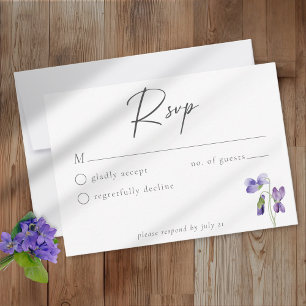Cartons Réponse Mariage Élégant Minimaliste Aquarelle Violettes