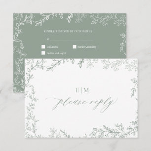 Cartons Réponse Mariage Élégant Monogramme Élégant de taille minim