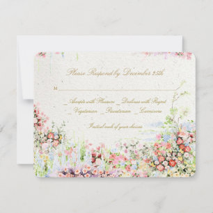 Cartons Réponse mariage élégant romantique floral rivière château