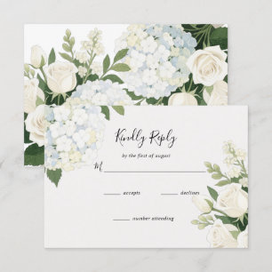 Cartons Réponse Mariage élégant Rose blanc Hydrangea
