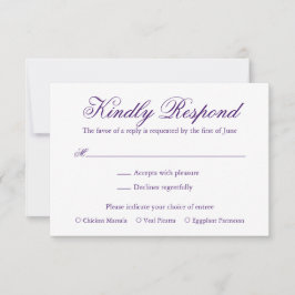 Cartons Réponse Mariage élégant traditionnel violet