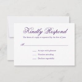 Cartons Réponse Mariage élégant traditionnel violet