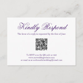 Cartons Réponse Mariage élégant traditionnel violet officiel QR Co