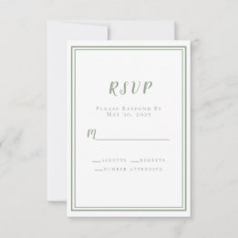 Cartons Réponse Mariage Élégant Vert Sauge Chic Simple Moderne Min