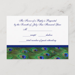 Cartons Réponse Mariage Emerald Green Royal Blue Peacock Feathers