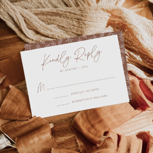Cartons Réponse Mariage en argile marron botanique minimaliste mod